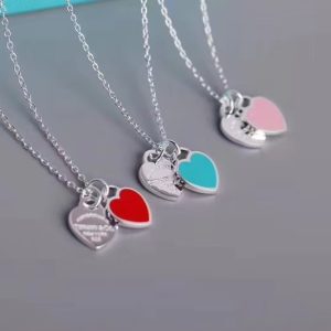 Tiffany Double Heart Tag Pendant Necklace