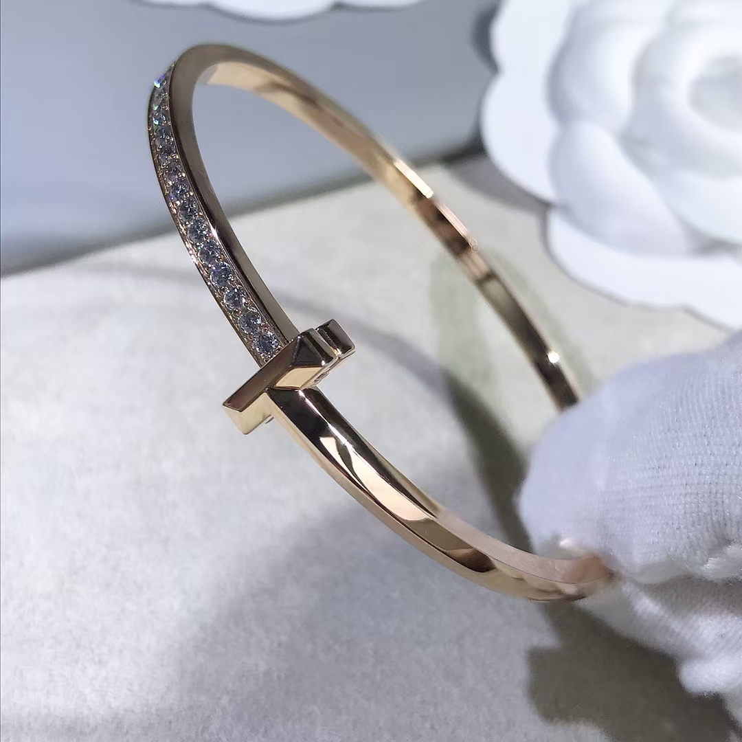 Tiffany T1 Narrow Diamond Hinged Bangle Bracelet - Image 10