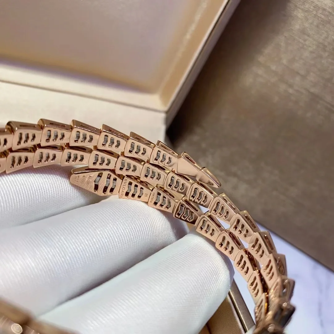Bvlgari Serpenti Viper Bangle Bracelet - Full Diamond & Rose Gold - Image 8