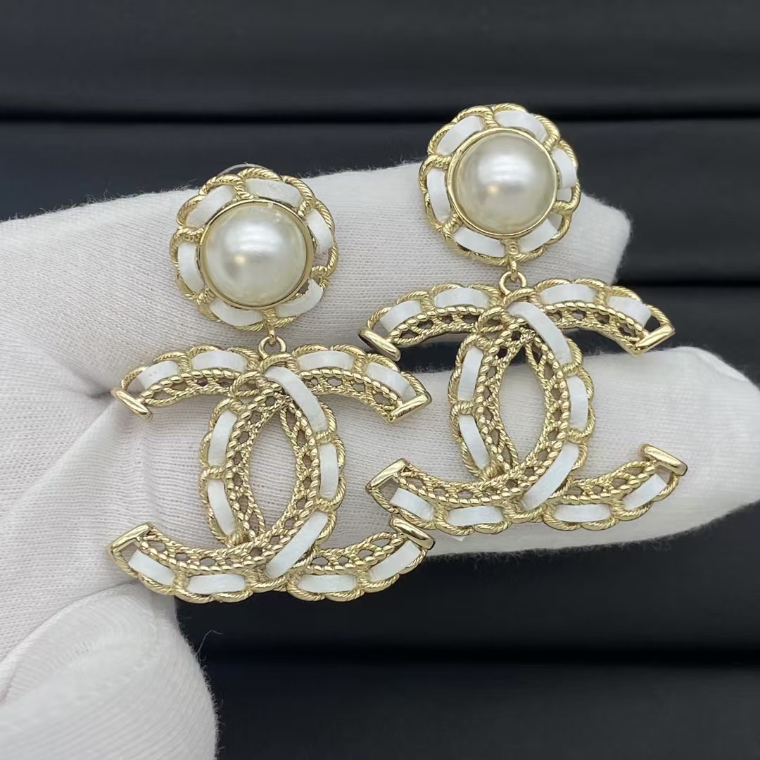 Chanel Leather Woven Big Double C Earrings - Image 2