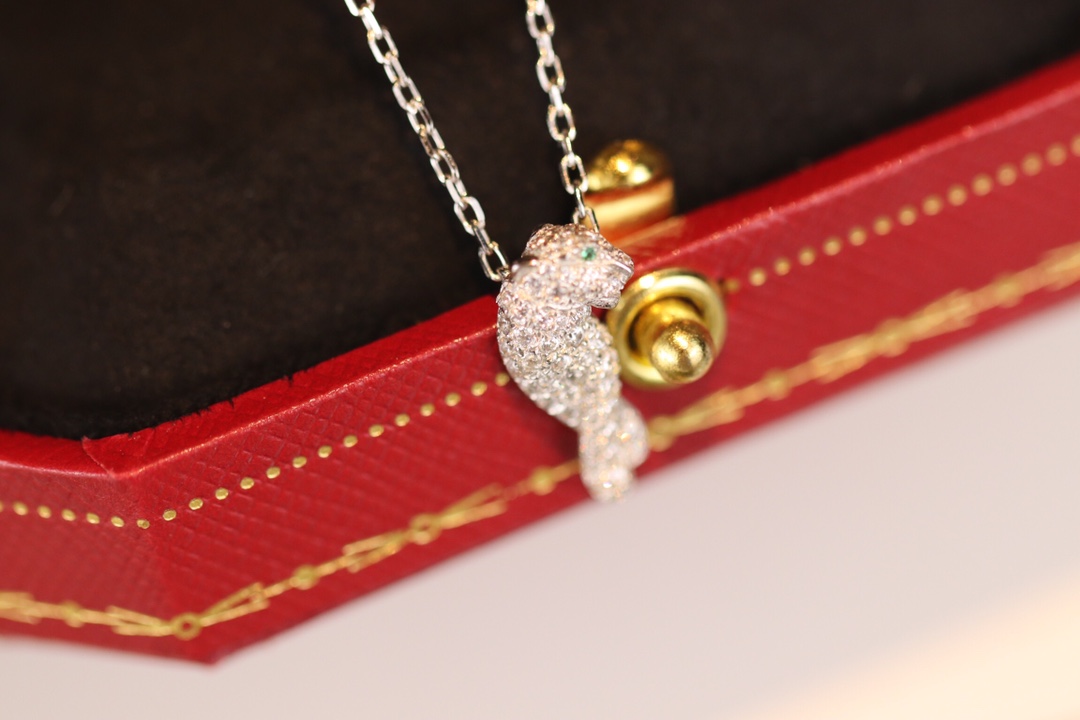 Cartier Full Diamond Paved Silver Leopard Panthère de Necklace