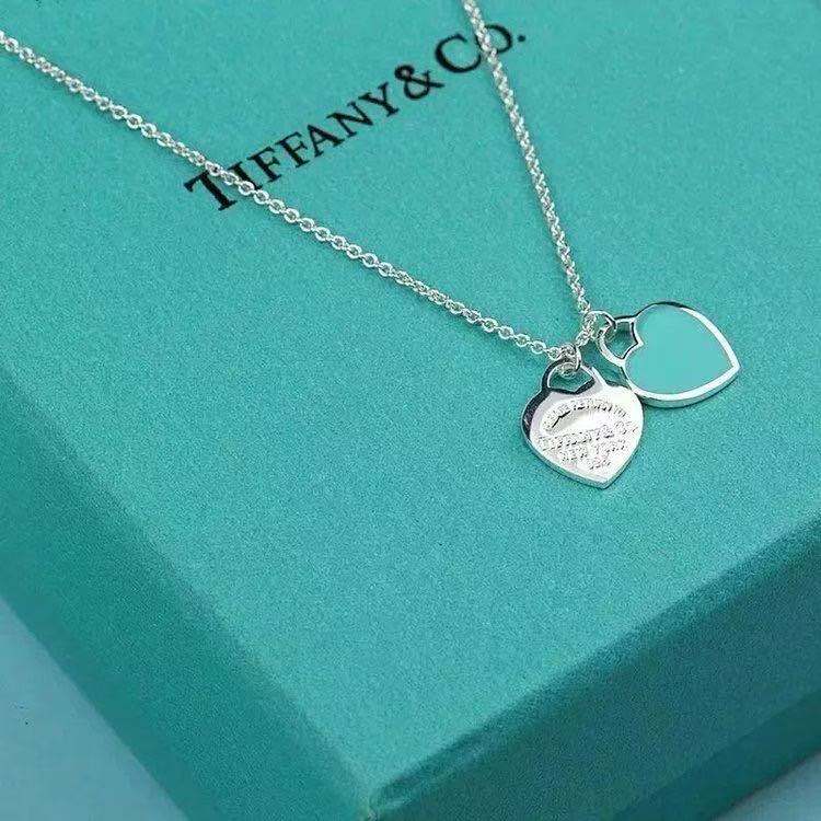 Tiffany Double Heart Tag Pendant Necklace - Image 2