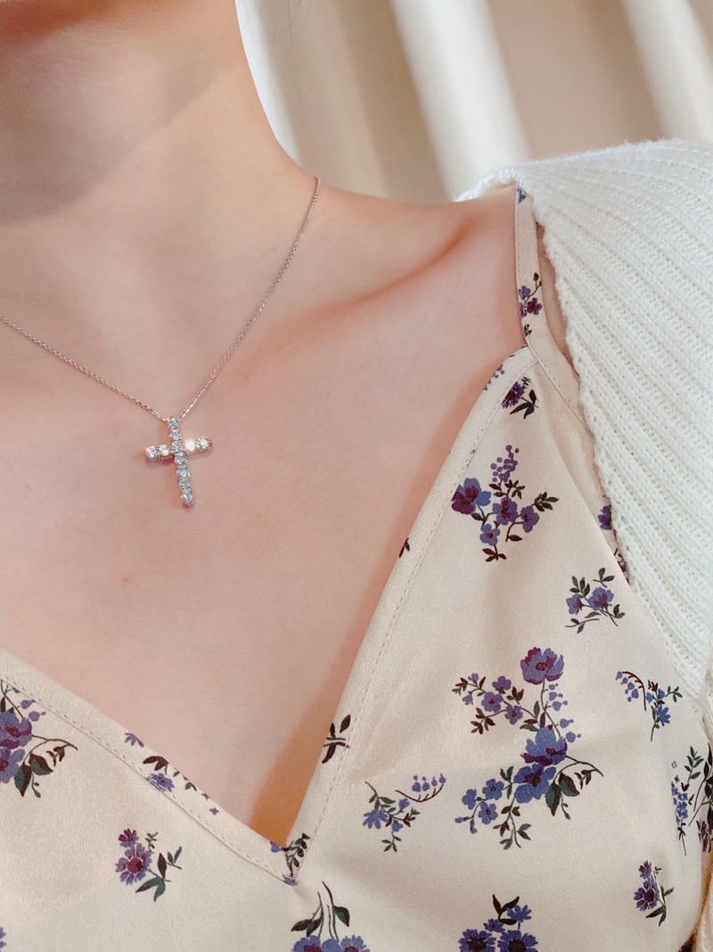 Tiffany Full Diamond Cross Pendant Necklace - Image 6