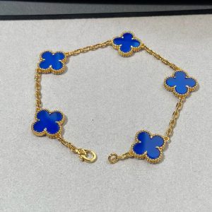 VCA Blue Agate Vintage Alhambra Bracelet 5 Motifs