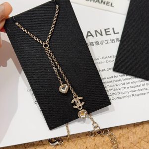 Chanel CC Love Heart Pendant Y Drop Necklace