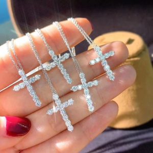 Tiffany Full Diamond Cross Pendant Necklace
