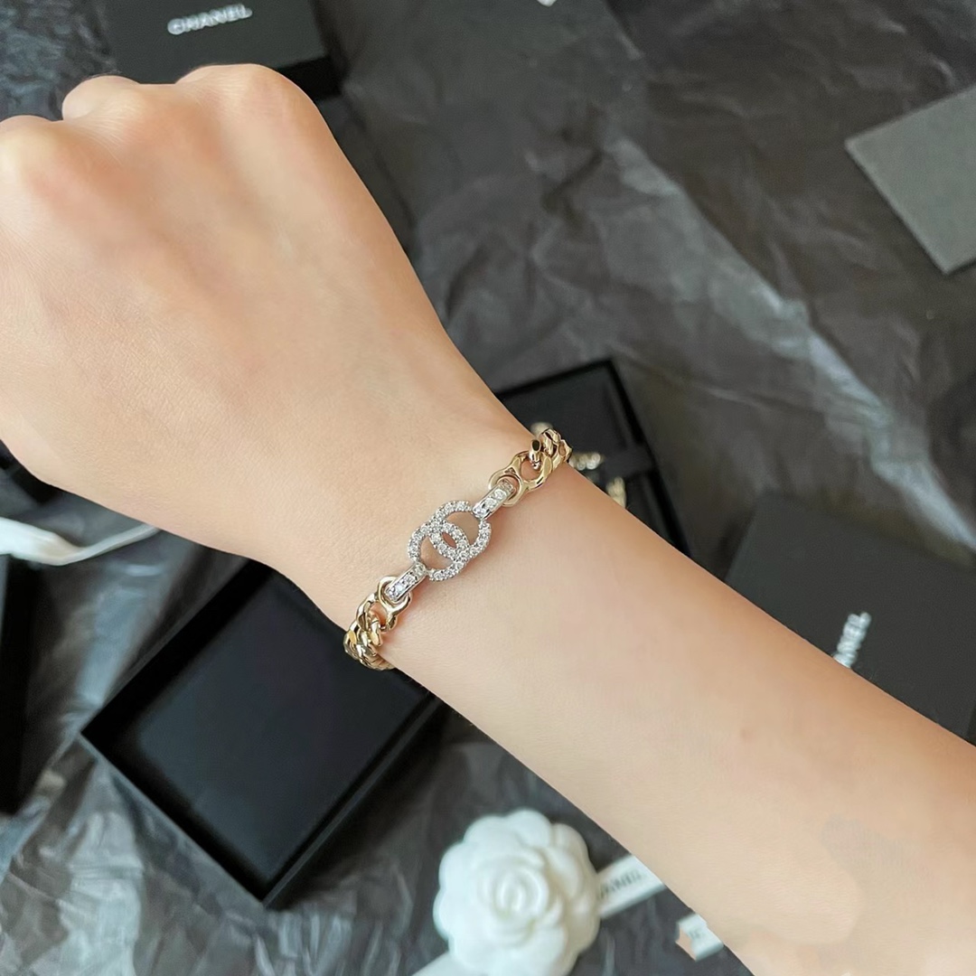 Chanel Mixed Color Cuban Chain Bracelet Earrings Choker Necklace - Image 15