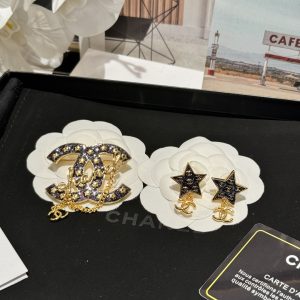Chanel Star Enamel Coco Brooch Earrings