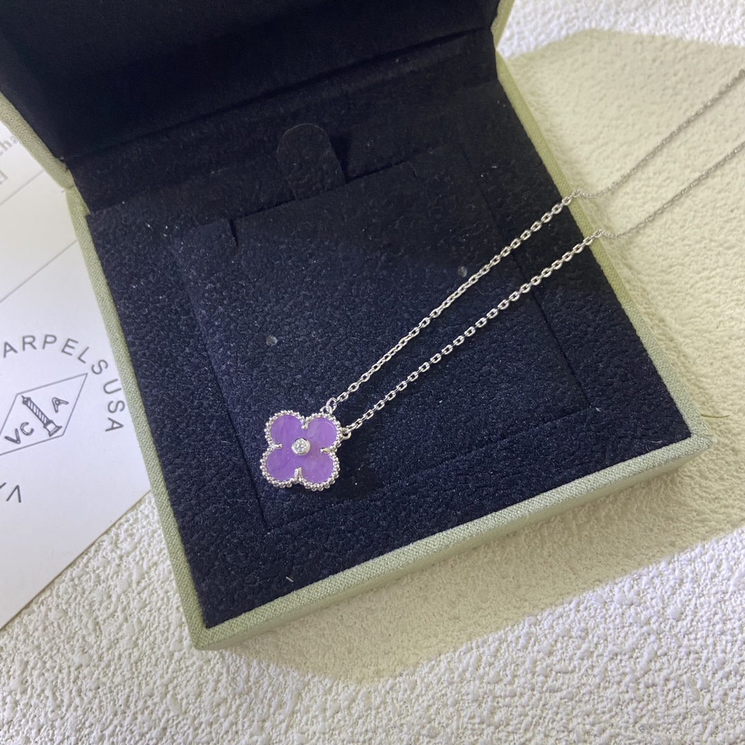 VCA Diamond Purple Vintage Alhambra Pendant Necklace - Image 4