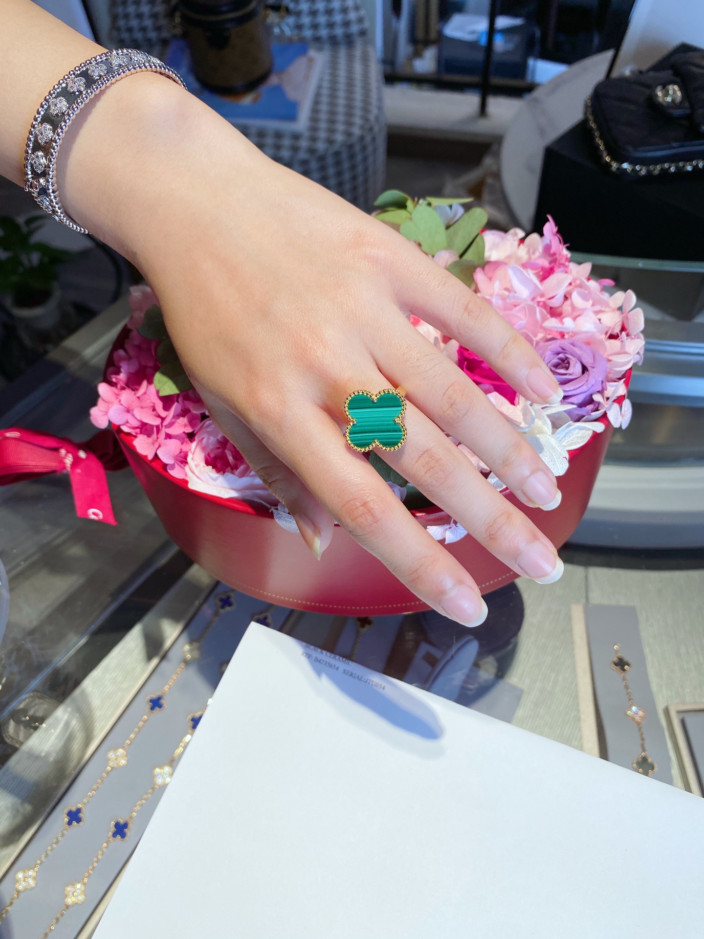 VCA Green Malachite Magic Alhambra Ring