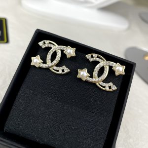 Chanel Hollow Star Rhinestone CC Earrings