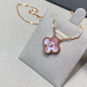VCA Pink Mother of Pearl Vintage Alhambra Pendant Necklace