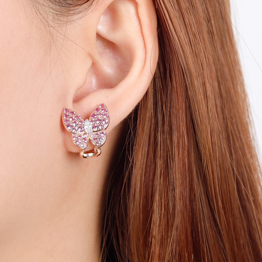VCA Asymmetrical Diamond Butterfly Earrings - Image 2