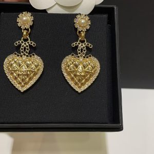 Chanel Love Heart Dangle Earrings