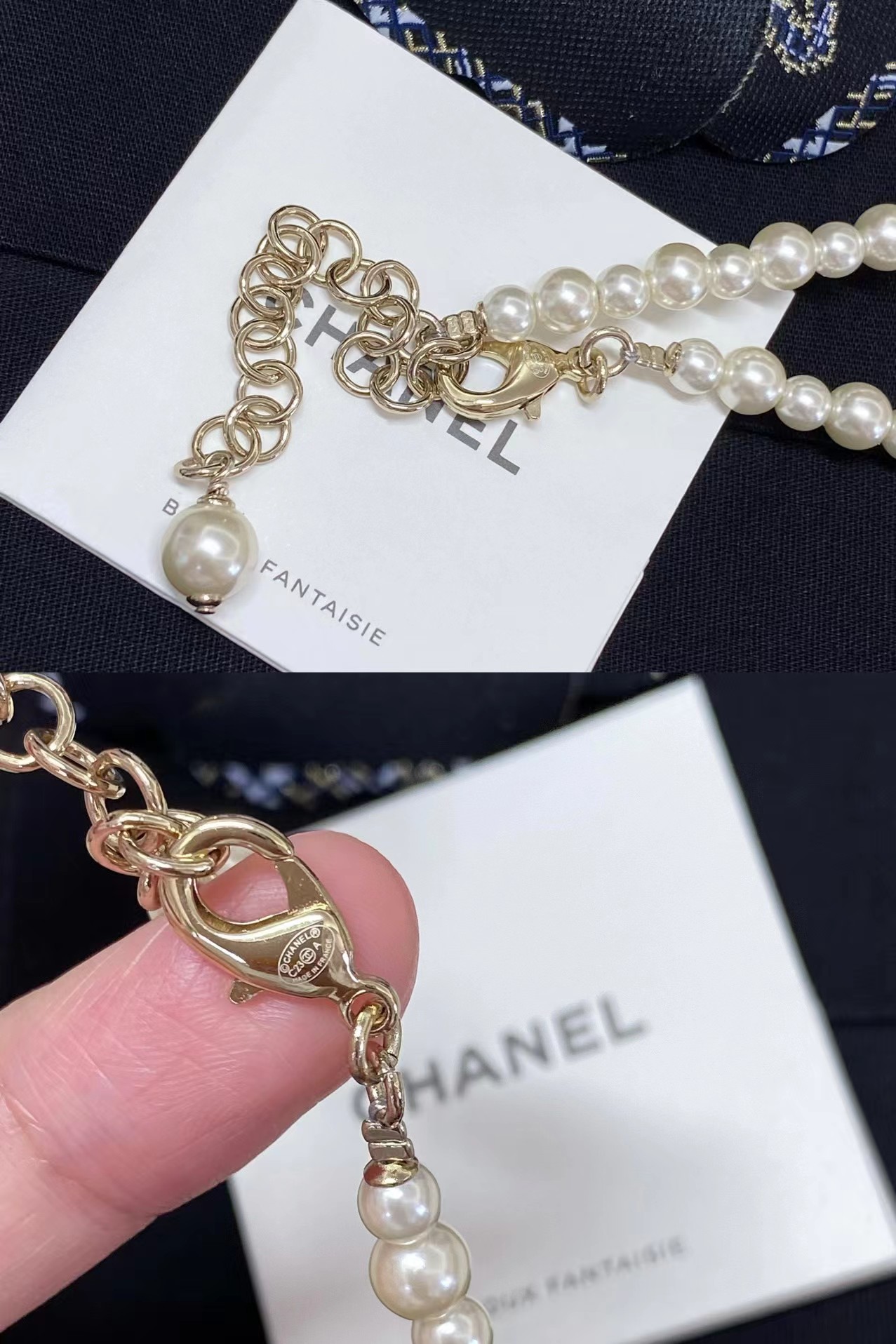 Chanel Star Double C Pendant Pearl Necklace - Image 8