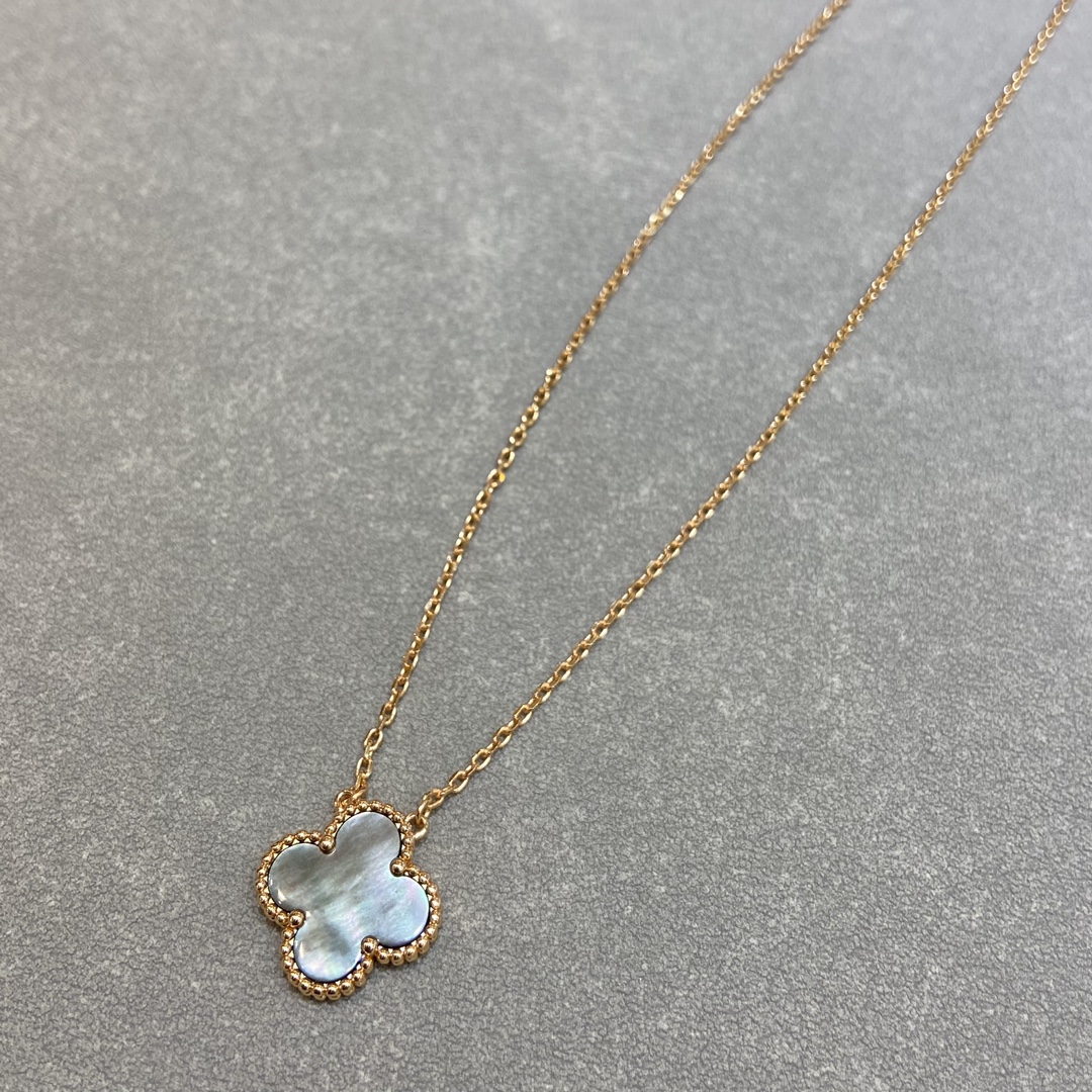 VCA Rose Gold Gray Mother of Pearl Clover Pendant Necklace - Image 6