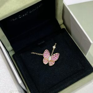 VCA Pink Diamond Butterfly Pendant Necklace