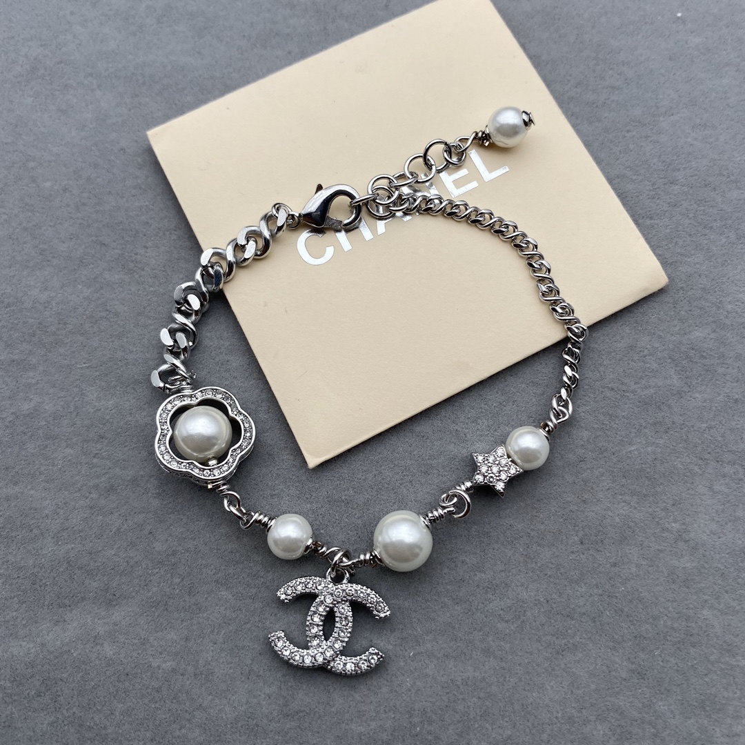Chanel Flower Enhancer Pearl Bracelet Earrings Necklace - Image 2
