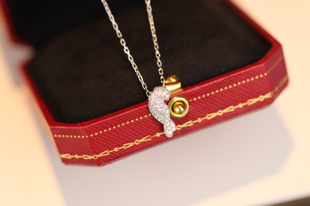 Cartier Full Diamond Paved Silver Leopard Panthère de Necklace - Image 3