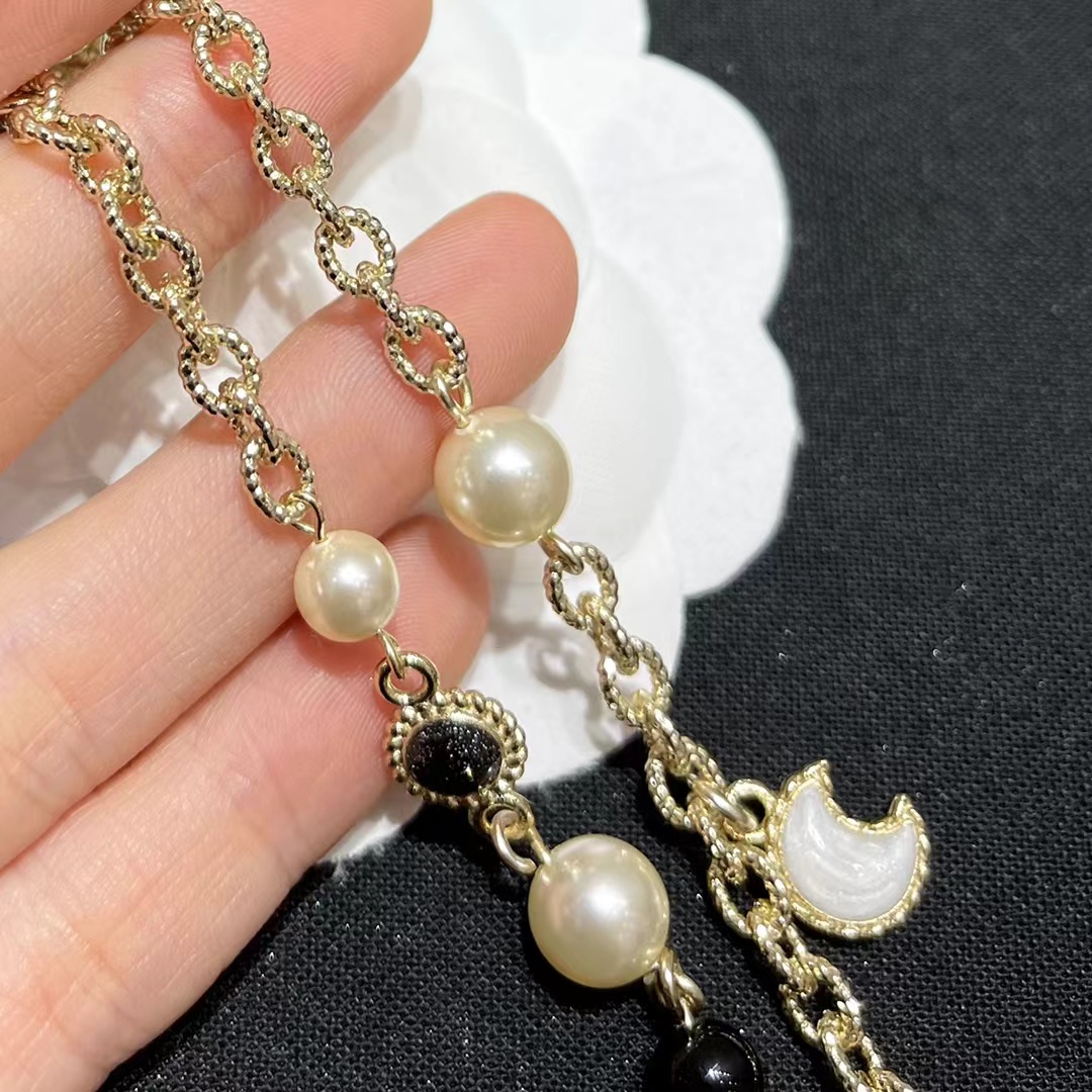 Chanel Moon Star Pearl Charms Necklace - Image 7