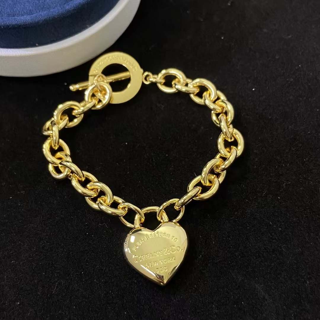 Tiffany Heart Charm OT Clasp Bracelet