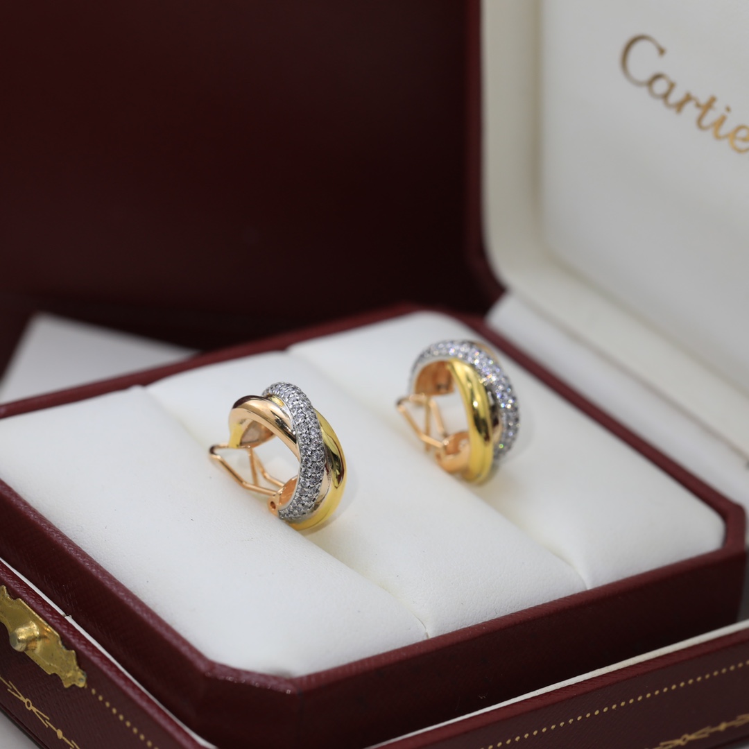 Cartier Mixed 3 Metal Color Trinity Earrings - Image 2