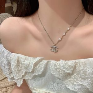 Chanel Pearl Paved CC Pendant Necklace