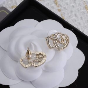 Chanel Two Hollow Heart Stud Earrings