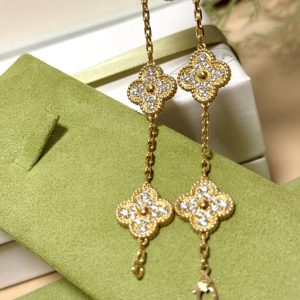 VCA Vintage Alhambra Bracelet in Gold-tone with Paved,5 Motifs