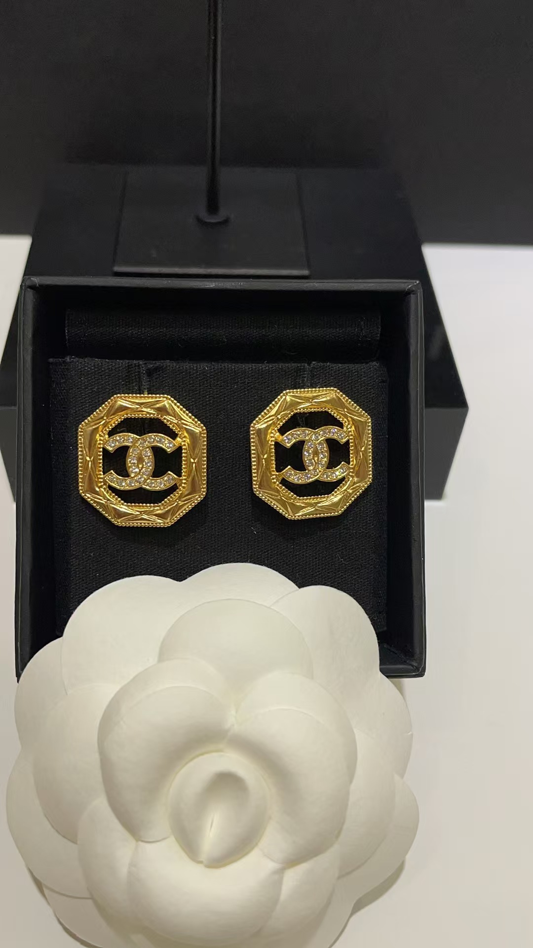Chanel Geometric Octagon Stud Earrings - Image 3