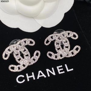 Chanel Silver Color Hollow Double C Earrings