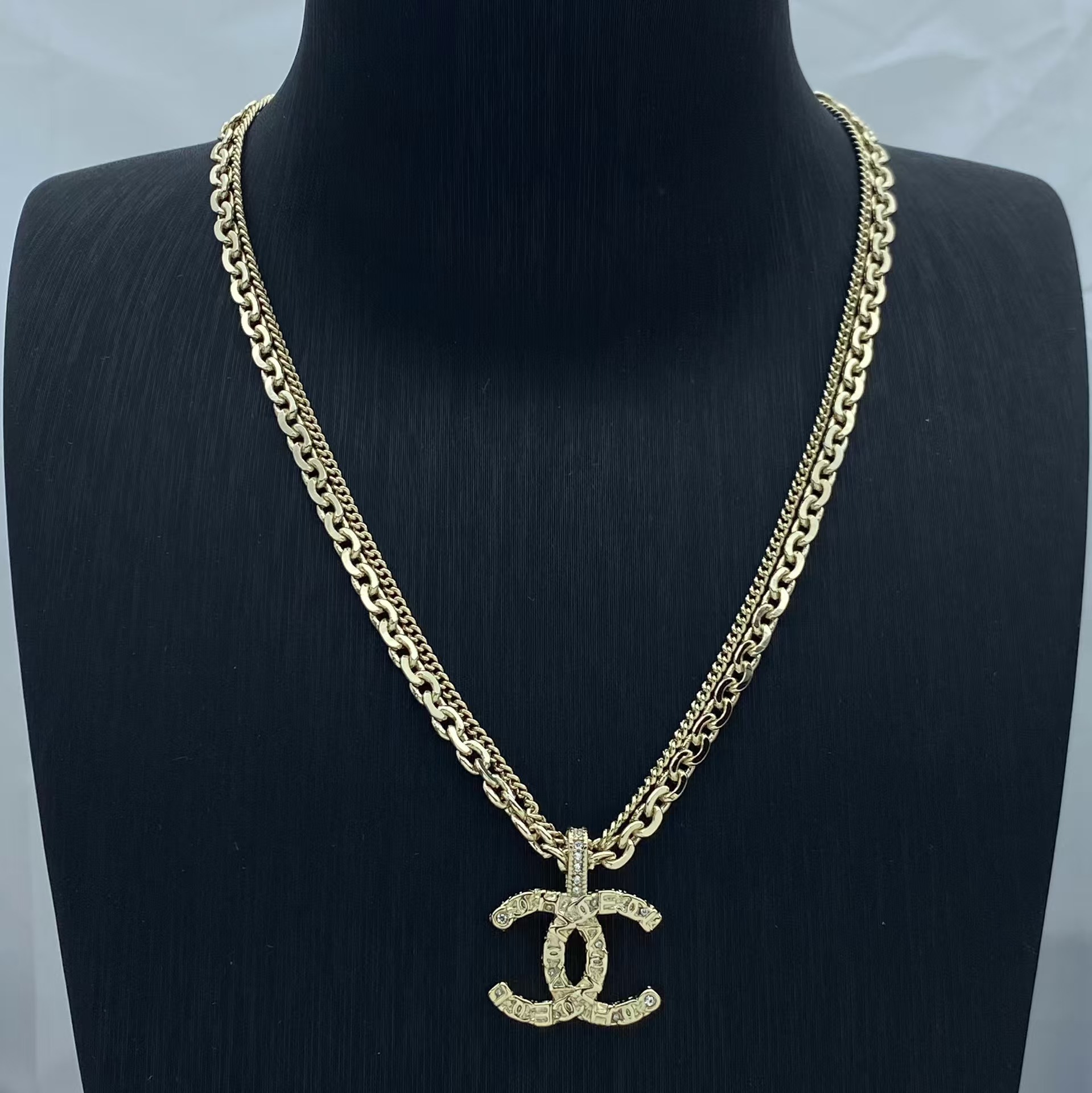 Chanel Mixed Thin and Chunky Cuban Chain Necklace