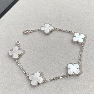 VCA White Clover Vintage Alhambra Bracelet, 5 Motifs