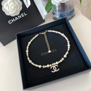 Chanel Star Double C Pendant Pearl Necklace
