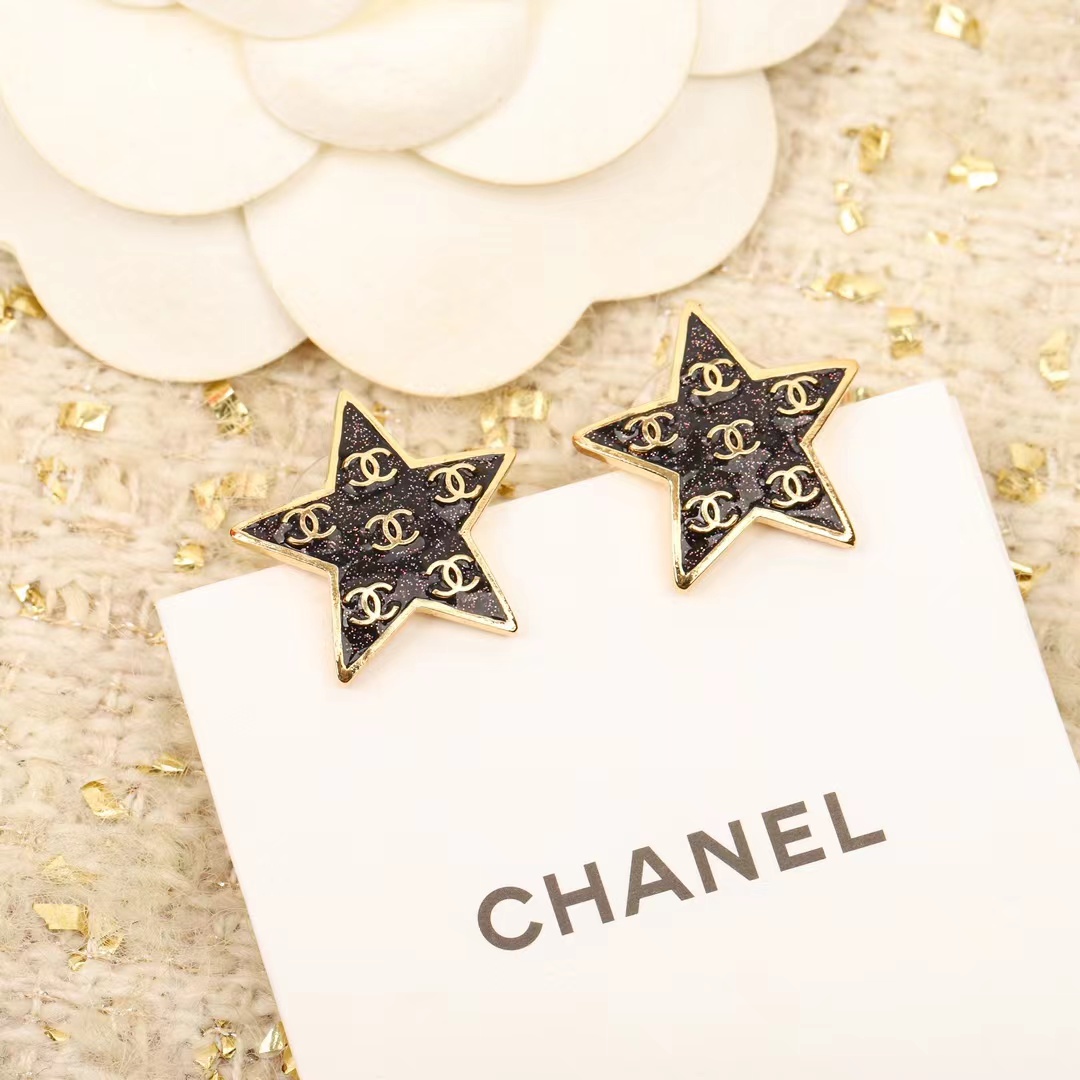 Chanel Black Star Earrings - Image 2
