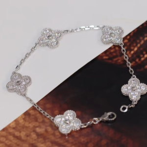 VCA White Gold Diamond Vintage Alhambra Bracelet 5 Motifs