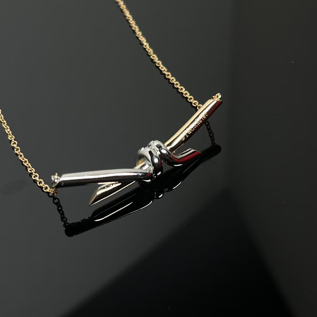 Tiffany Knot Pendant Necklace - Mixed Metal Color - Image 3