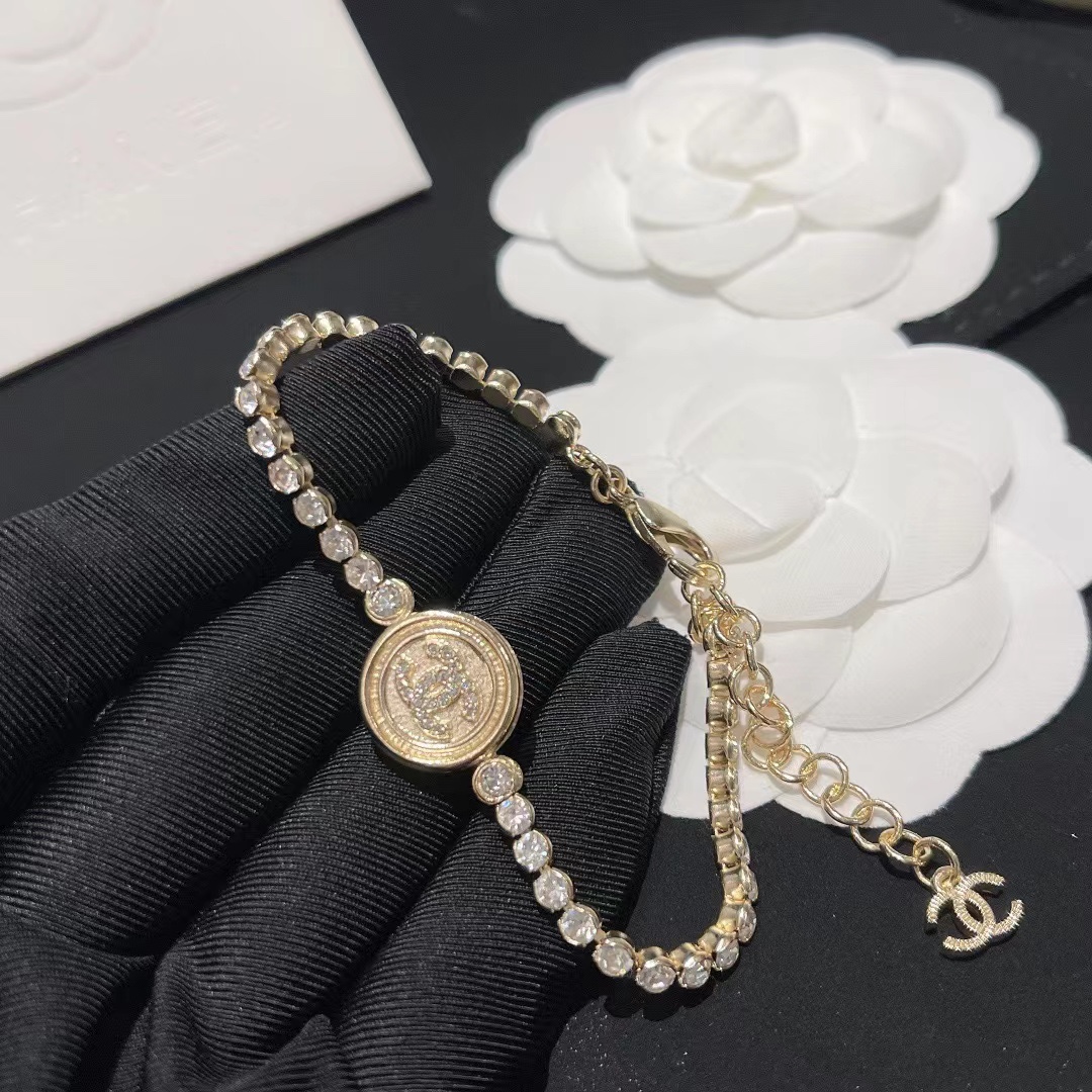 Chanel Full Diamond Round Tag Bracelet