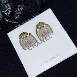 Chanel Pink Double C Lock Earrings