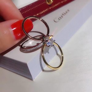 Cartier Three Layers Mixed Metal Color Diamond Ring