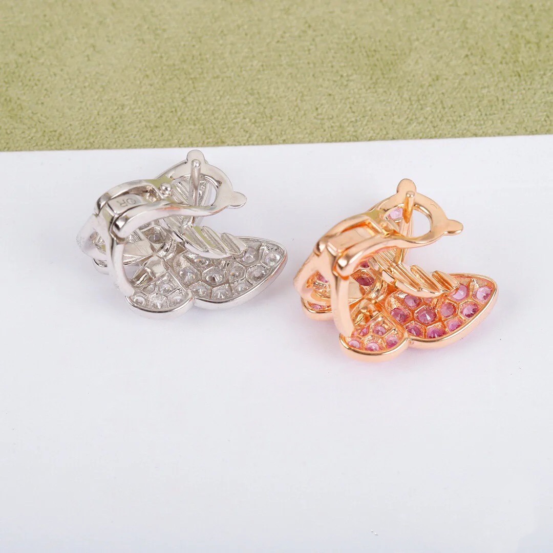 VCA Asymmetrical Diamond Butterfly Earrings - Image 4