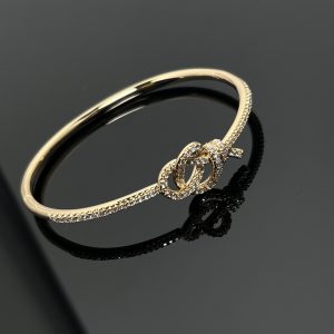 Tiffany Diamond Paved Key Knot Bangle Bracelet