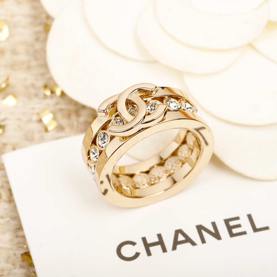 Chanel Full Diamond Wide Coco Ring
