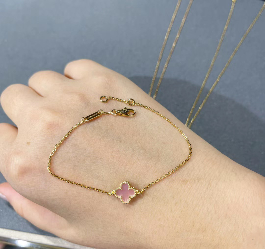VCA Pink Clover Sweet Alhambra Pendant Necklace Earrings Bracelet - Image 4