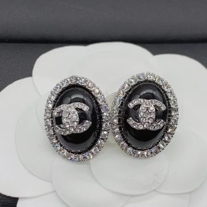 Chanel Oval Black Earrings