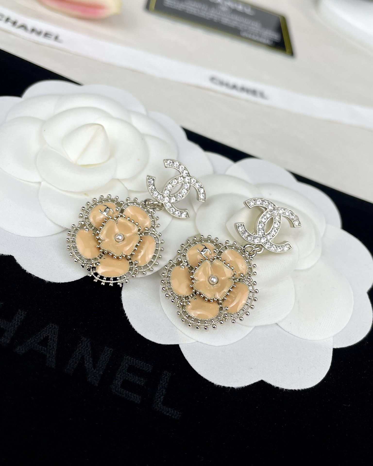Chanel Enamel Camellia Earrings - Image 6