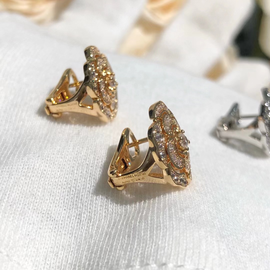 Chanel Diamond Camellia Stud Earrings - Image 9