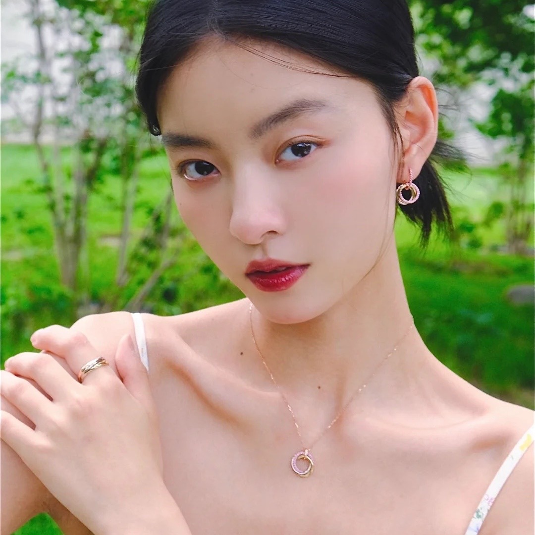 Cartier Pink Diamond Paved Trinity Necklace Earrings - Image 3