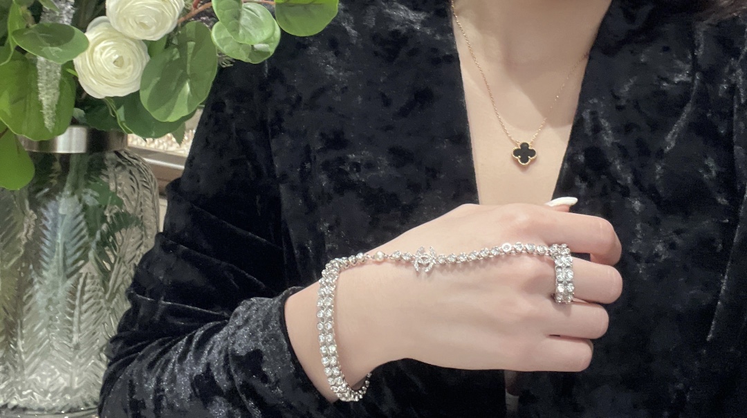 Chanel Hand Chain Hand Harness Open Cuff Bangle Bracelet Ring - Image 5
