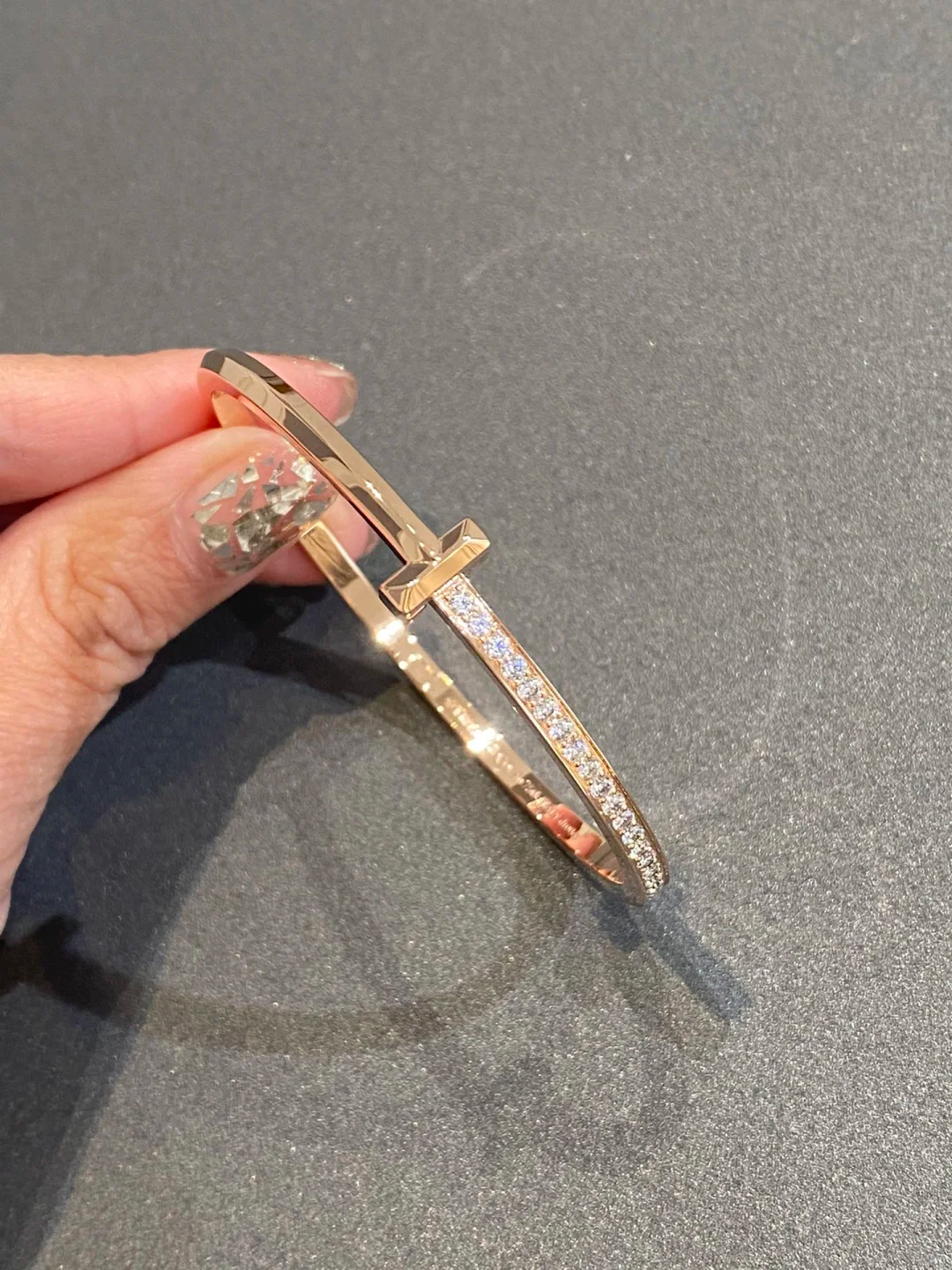 Tiffany T1 Narrow Diamond Hinged Bangle Bracelet - Image 3